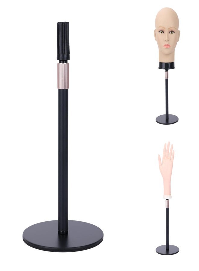 lightmay Adjustable Wig Head Stand – Matte Black Metal, 11" to 17.5" Height, Works with Foam or Canvas Heads, Nail Practice Hand & More. Sturdy Non-Slip Base, Easy to Set Up (Frosted Black) - Image 1